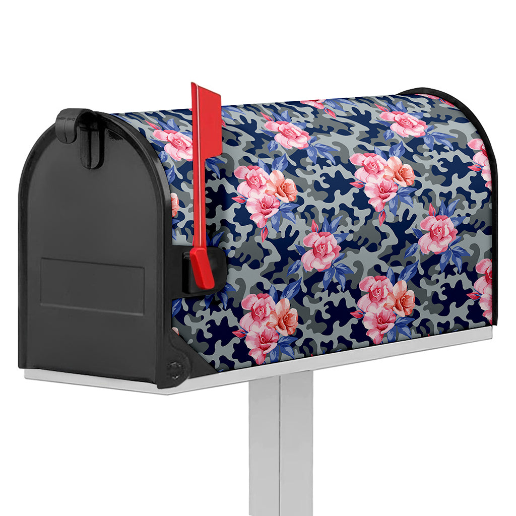 Pink Rose Flower Camouflage Print Mailbox Cover