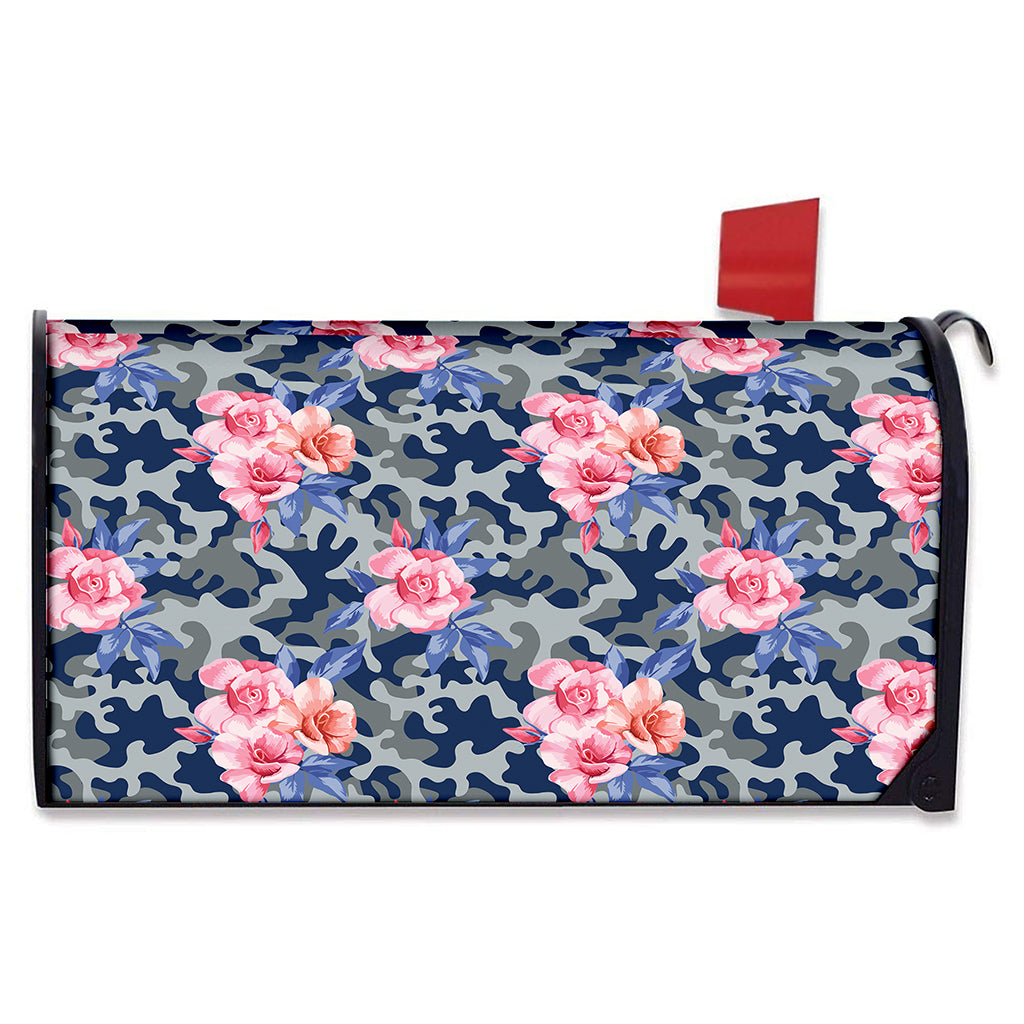 Pink Rose Flower Camouflage Print Mailbox Cover
