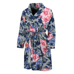 Pink Rose Flower Camouflage Print Men's Bathrobe
