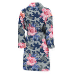 Pink Rose Flower Camouflage Print Men's Bathrobe