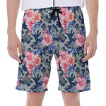 Pink Rose Flower Camouflage Print Men's Beach Shorts
