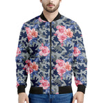 Pink Rose Flower Camouflage Print Men's Bomber Jacket