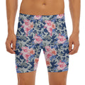 Pink Rose Flower Camouflage Print Men's Long Boxer Briefs