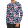 Pink Rose Flower Camouflage Print Men's Long Sleeve Rash Guard