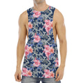 Pink Rose Flower Camouflage Print Men's Muscle Tank Top