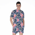 Pink Rose Flower Camouflage Print Men's Romper