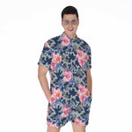 Pink Rose Flower Camouflage Print Men's Rompers