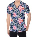 Pink Rose Flower Camouflage Print Men's Shirt
