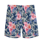 Pink Rose Flower Camouflage Print Men's Sports Shorts