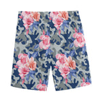Pink Rose Flower Camouflage Print Men's Sports Shorts