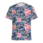 Pink Rose Flower Camouflage Print Men's Sports T-Shirt