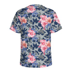 Pink Rose Flower Camouflage Print Men's Sports T-Shirt