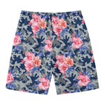 Pink Rose Flower Camouflage Print Men's Swim Trunks