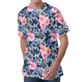 Pink Rose Flower Camouflage Print Men's Velvet T-Shirt