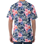 Pink Rose Flower Camouflage Print Men's Velvet T-Shirt