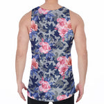Pink Rose Flower Camouflage Print Men's Velvet Tank Top