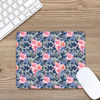 Pink Rose Flower Camouflage Print Mouse Pad