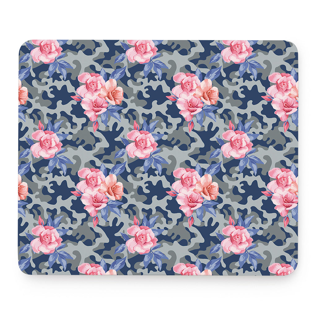 Pink Rose Flower Camouflage Print Mouse Pad