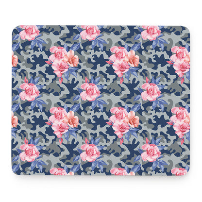 Pink Rose Flower Camouflage Print Mouse Pad