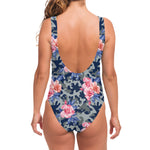 Pink Rose Flower Camouflage Print One Piece Swimsuit
