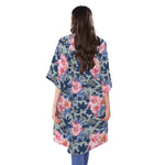 Pink Rose Flower Camouflage Print Open Front Beach Cover Up