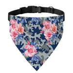 Pink Rose Flower Camouflage Print Over The Collar Dog Bandana