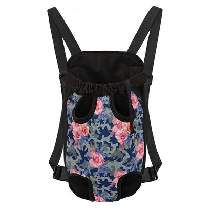 Pink Rose Flower Camouflage Print Pet Carrier Backpack