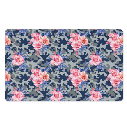 Pink Rose Flower Camouflage Print Polyester Doormat