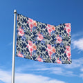 Pink Rose Flower Camouflage Print Polyester Flag