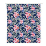 Pink Rose Flower Camouflage Print Polyester Shower Curtain