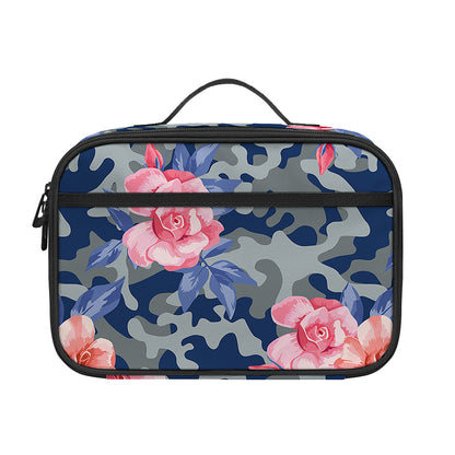 Pink Rose Flower Camouflage Print Portable Lunch Bag