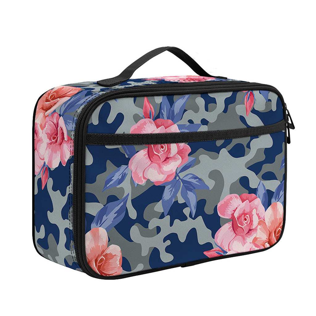 Pink Rose Flower Camouflage Print Portable Lunch Bag