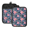 Pink Rose Flower Camouflage Print Pot Holders With Pocket