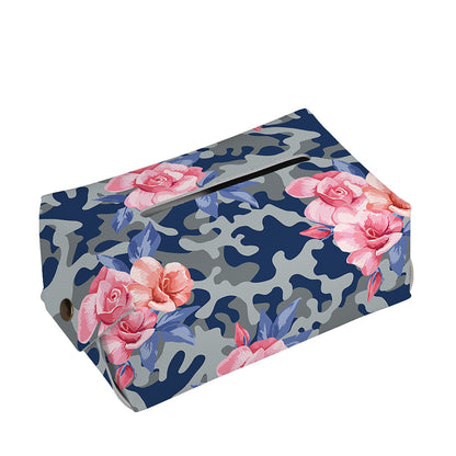 Pink Rose Flower Camouflage Print Rectangle Tissue Box Cover
