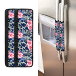 Pink Rose Flower Camouflage Print Refrigerator Handle Covers