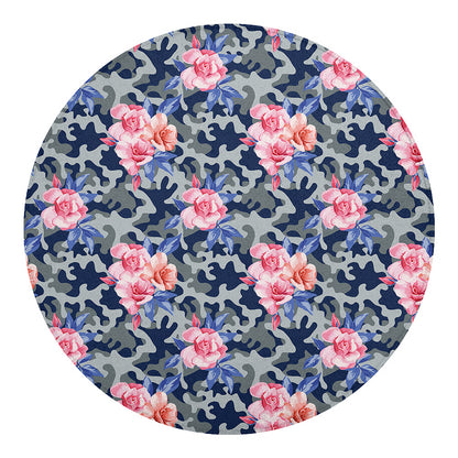 Pink Rose Flower Camouflage Print Round Blanket