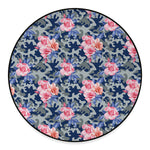 Pink Rose Flower Camouflage Print Round Floor Mat