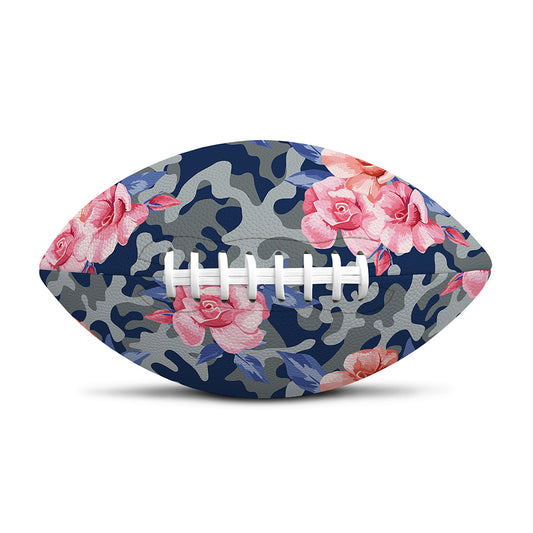 Pink Rose Flower Camouflage Print Rugby Ball