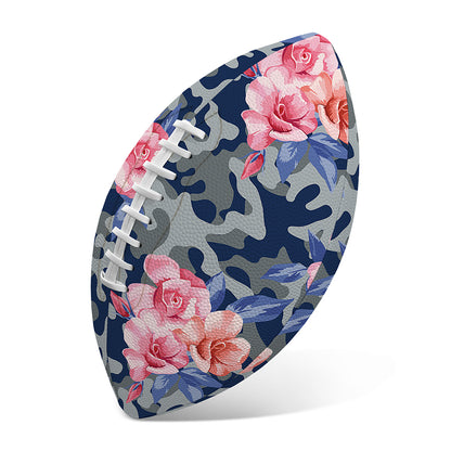 Pink Rose Flower Camouflage Print Rugby Ball