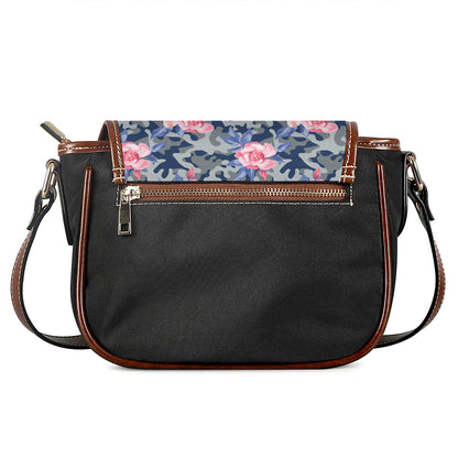 Pink Rose Flower Camouflage Print Saddle Bag