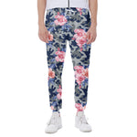 Pink Rose Flower Camouflage Print Scuba Joggers