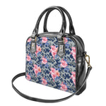 Pink Rose Flower Camouflage Print Shoulder Handbag