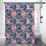 Pink Rose Flower Camouflage Print Shower Curtain