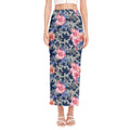 Pink Rose Flower Camouflage Print Side Slit Maxi Skirt