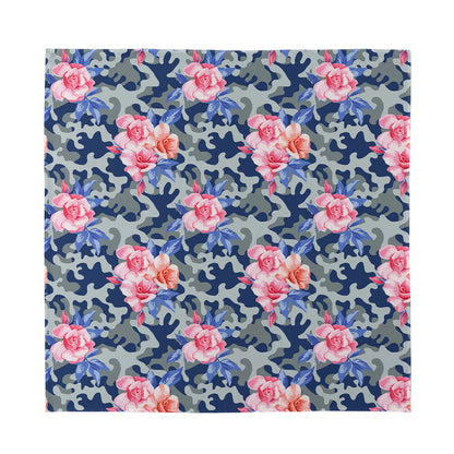 Pink Rose Flower Camouflage Print Silk Bandana