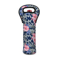 Pink Rose Flower Camouflage Print Single Neoprene Wine Tote