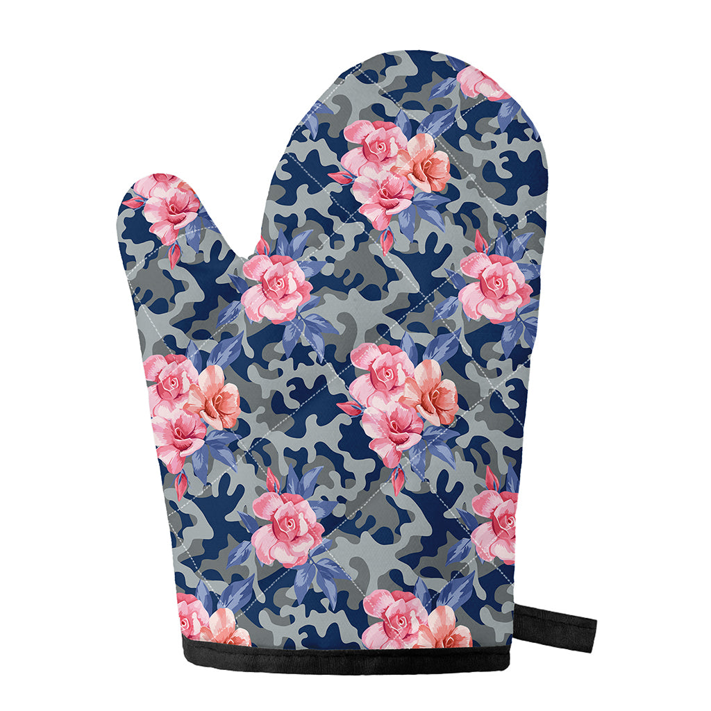 Pink Rose Flower Camouflage Print Single Oven Mitt