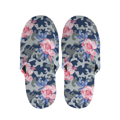 Pink Rose Flower Camouflage Print Slippers