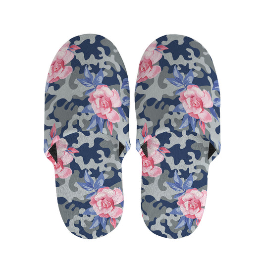 Pink Rose Flower Camouflage Print Slippers