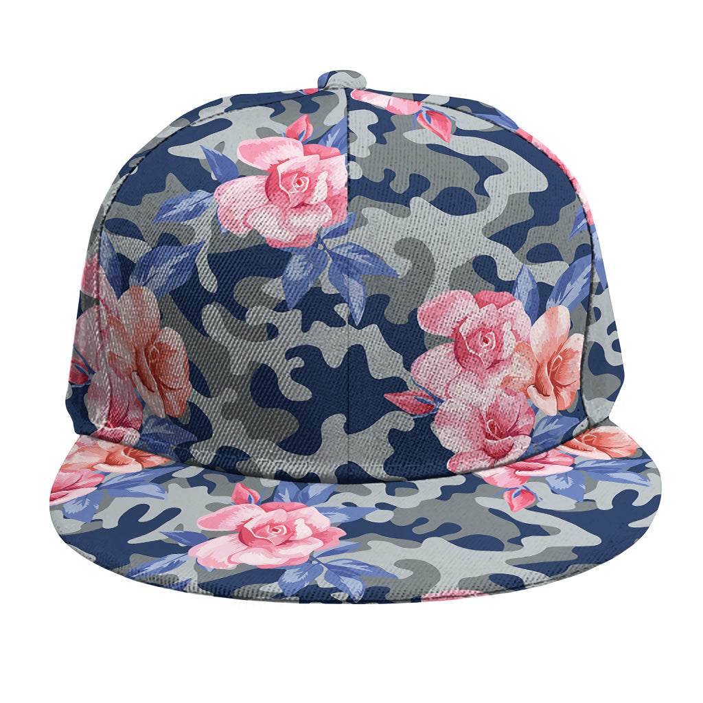 Pink Rose Flower Camouflage Print Snapback Cap